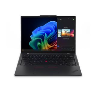 Lenovo ThinkPad T14s Gen 6 open facing the camera on a white background