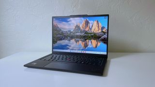 The Lenovo ThinkPad T14s Gen 6 on a white table